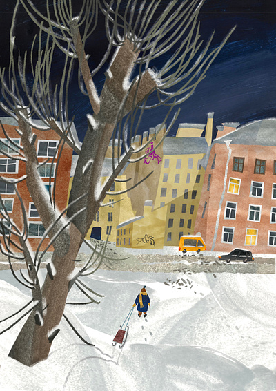 Childhood. Book illustration. 2d illustration book illustration character childhood city collage digital collage procreate illustration saint petersburg snow stylization winter