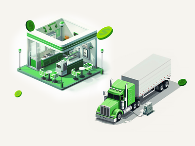 Crafting On-Brand AI Illustrations ai branding design diner discounts figma fintech illustration isometric midjourney neon green semitruck trucking user experience