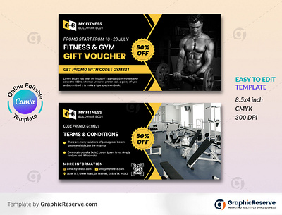 Fitness & Gym Gift Voucher Template Canva fitness gym gift voucher fitness gift card fitness gift voucher gift voucher templates gym gift voucher