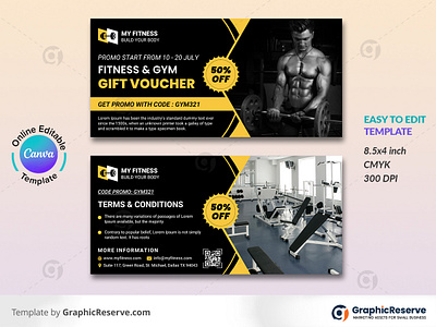 Fitness & Gym Gift Voucher Template Canva fitness gym gift voucher fitness gift card fitness gift voucher gift voucher templates gym gift voucher