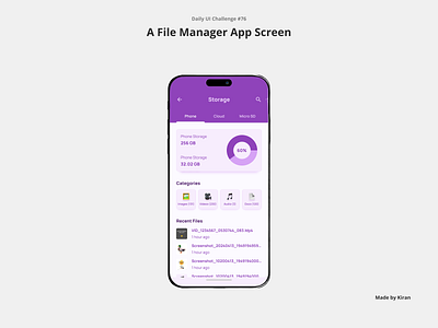 Daily UI Challenge #76 android branding cards char design file manager illustration illustrations list mobile design pie chart shadows storage tabs ui uichallenge ux uxdesigner uxui