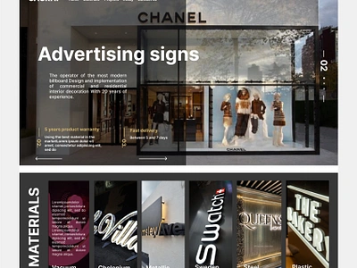 advertising signs advertising assembly decoration facade landing page letter panel payment shop shoping sign store ui ux web design