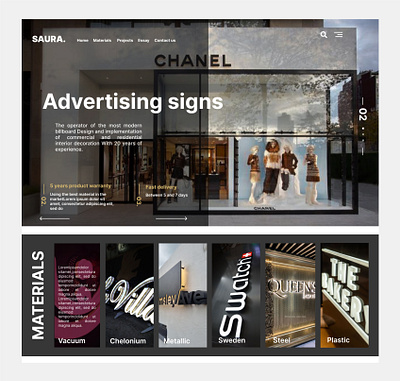 advertising signs advertising assembly decoration facade landing page letter panel payment shop shoping sign store ui ux web design