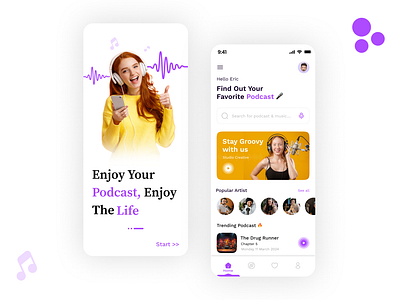 Podcast Mobile App UIUX android android app app app design application design figma graphic design ios ios app mobile app motivational music navigation podcast podcast app ui ui design ui design kit ux