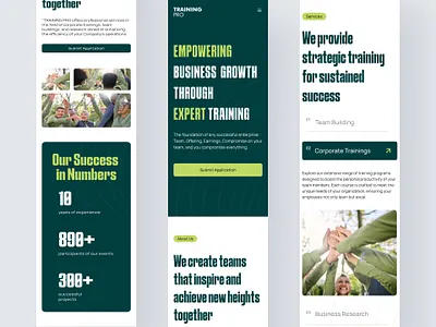Business Consulting Website Mobile bold typography business business development clean consultation consulting corporate green landingpage management mobile responsive design services startup teambuilding training ui ux web design website