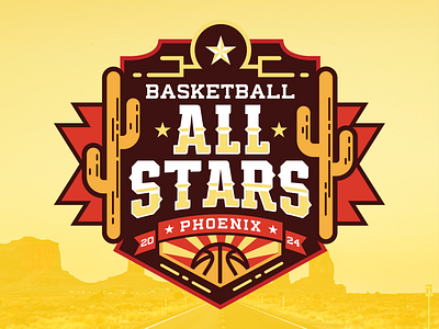2024 Basketball All Stars - Phoenix Logo all stars basketball branding cactus desert design logo phoenix sports sports design sports logo vector