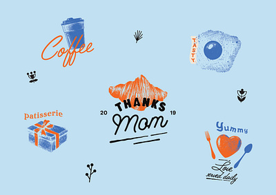 Thanks Mom ami antique branding cafe coffee coffee shop design donut graphic design identity illustration logo matchbook mom moms patisserie retro typography vector vintage