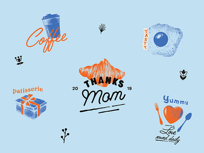 Thanks Mom ami antique branding cafe coffee coffee shop design donut graphic design identity illustration logo matchbook mom moms patisserie retro typography vector vintage