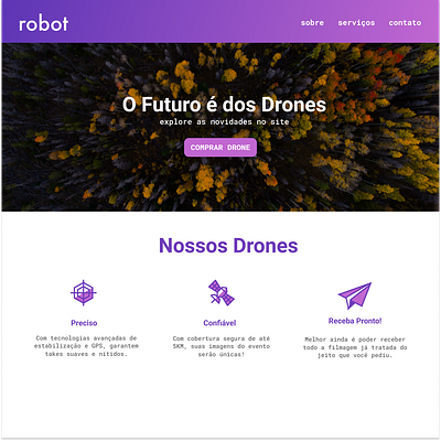 Robot - Página sobre Drones branding graphic design product design ui