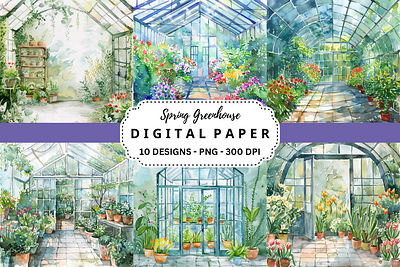 Spring Greenhouse Digital Paper branding graphic design greenhouse spring