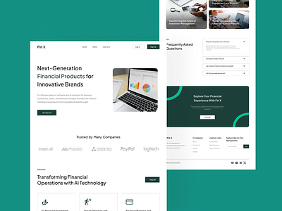 Fin X - Fintech Landing Page ai artificial intelligence business design figma finance finance with ai fintech landing page minimal minimalist saas ui ui design user interface ux web web design website design website ui