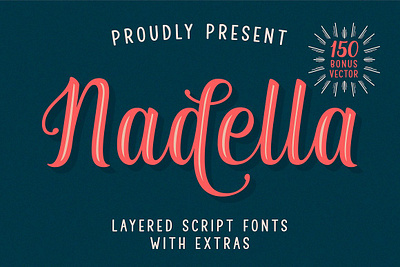 Nadella Layered Script Font beauty cute display fancy font fonts handlettering header headline layered style magazine nadella layered script font poster vintage