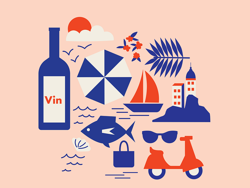 Bon Voyage 🏖️ bon voyage greeting card pattern design repeating pattern riviera surface design surface pattern vacation illustration