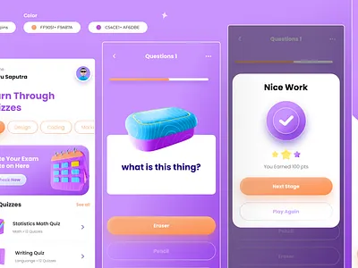 Candy | Quiziz Mobile App 3d candy design e learning education fun gradient illustration mobile app mobile ui purple quiz ui ui design