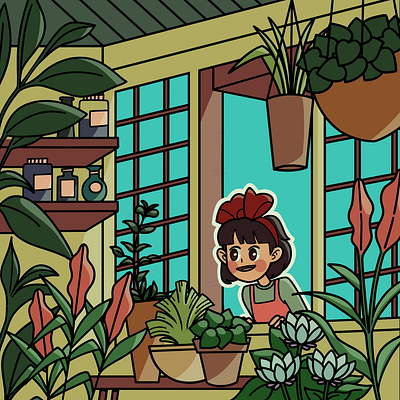 Greenhouse child illustration illustration