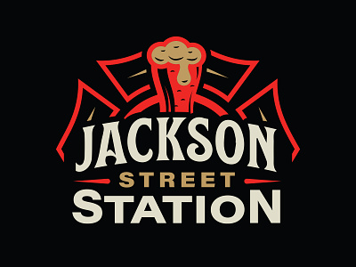 Jackson Street Station Logo Design beer beer logo brewery brewery logo craft beer craft beer logo firefighter iowa logo iowa logo designer station logo street sign