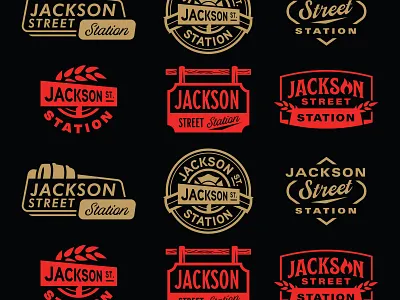 Additional Logo Options for Jackson Street Station beer beer logo brewery brewery logo craft beer craft beer logo firefighter iowa logo iowa logo designer station logo street sign