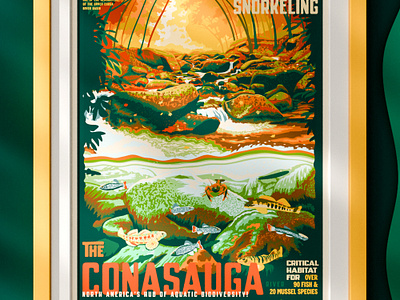 CRBI Conasauga River | 2023 autumn conasauga conservation fall fish georgia illustration photoshop poster procreate puzzle retro river riverkeeper stream typography underwater vintage watershed wpa