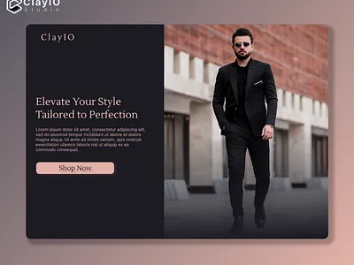 Suit shop landing page hero image app design black branding design suit ui user experience user interface ux uxui web design