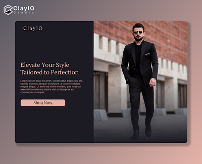 Suit shop landing page hero image app design black branding design suit ui user experience user interface ux uxui web design