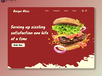 Burger shop landing page hero image app design branding burger design red shop ui user experience user interface ux uxui web design