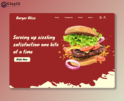 Burger shop landing page hero image app design branding burger design red shop ui user experience user interface ux uxui web design