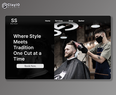 Barbershop landing page hero image app design barber barber shop branding design ui user experience user interface ux uxui web design