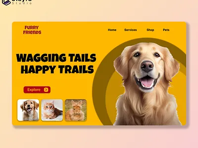 Pet Shop landing page hero image app design branding design dog pet ui user experience user interface ux uxui web design yellow