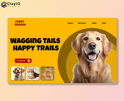 Pet Shop landing page hero image app design branding design dog pet ui user experience user interface ux uxui web design yellow