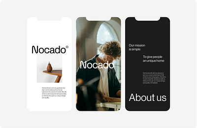 Nocado - furniture brand visual identity about page brand identity branding clean design graphic design grid grid system logo logotype minimal design minimalism motion graphics posters social media social media templates ui visual identity