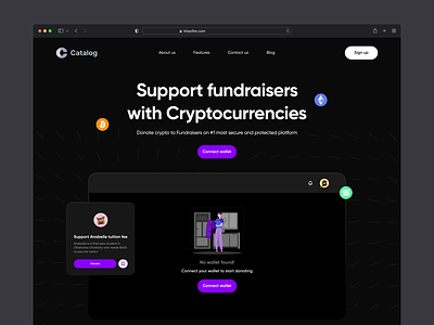 Fundraiser hero section crypto cryptocurrencies design figma fundraisers hero section interface landing page logo ui ui design web