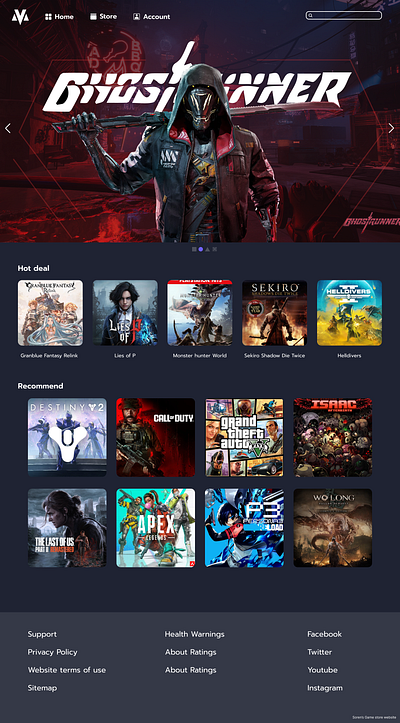 Game Store Website design graphic design ui website design