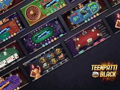 Black Teenpatti branding card game design game design illustration ludo poker rummy teenpatti ui