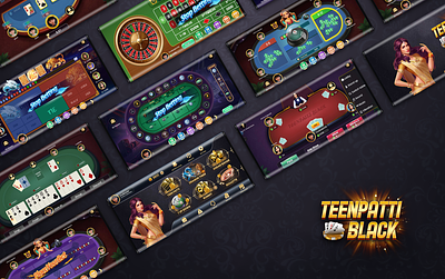 Black Teenpatti branding card game design game design illustration ludo poker rummy teenpatti ui