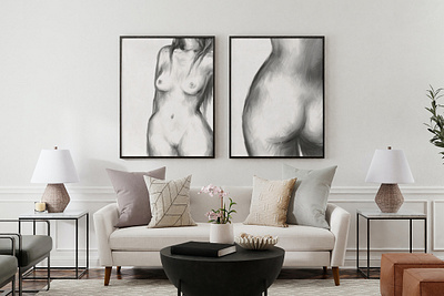 Abstract nude figure wall art digital art drawing naked oil art nude women art wall art wall poster