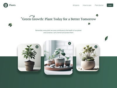 Homepage for go green. green herosection homepage ui