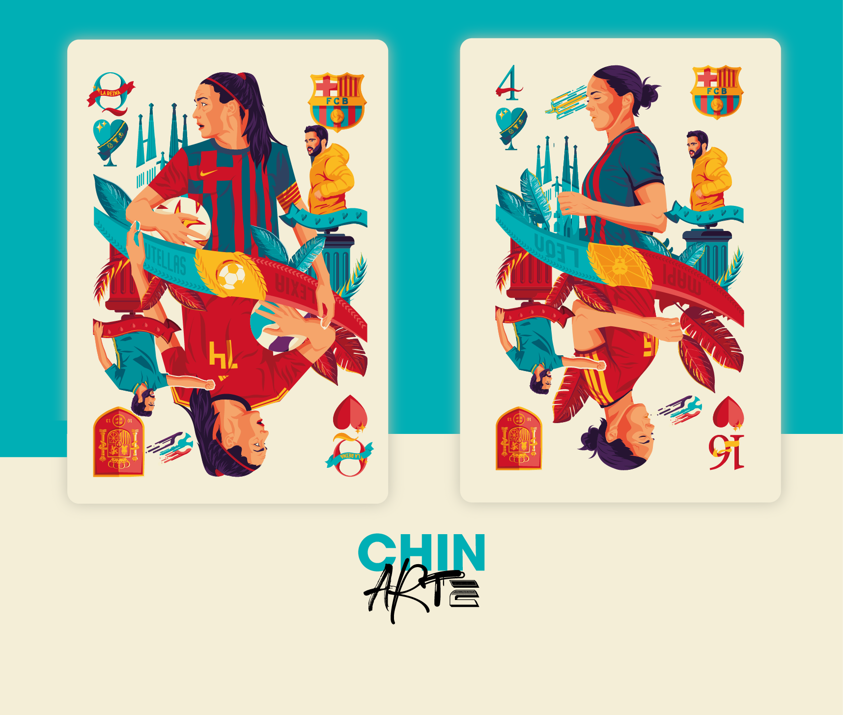 The cards of the Spanish National Football team cards graphic design illustration poster sport vector