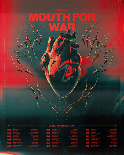 Mouth For War - Bleed Yourself Tour art direction design graphic design hardcore merch design merchandise metalcore poster poster design shirt design tour tour poster