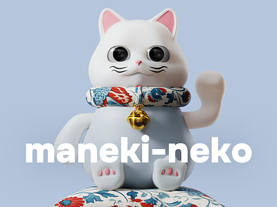 Lucky cat 3d blender c4d cartoon cat character cute icon illustration japan