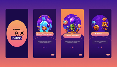 Gaming App's Splash Screen and Onboarding Screens figma design gaming app design mobile app mobile app design online games prototype splash screen ui ui ux design user experience user interface ux design wireframe