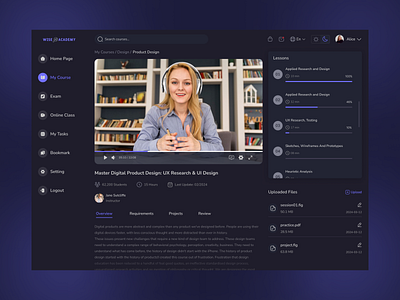 online learning platform dashboard online learning dashboard ui uiux webdesign