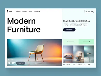 Modern Furniture E-commerce Website business designer e commerce furniture website ecommerce furniture furniture store landing page market minimal modern design product startup store web webdesign website