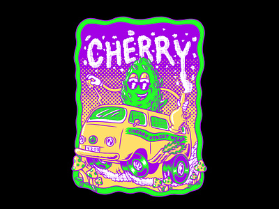 Koko - Cherry Streetwear animation art artwork cherry comic comic strip design draw drawiing drawing graphic design illustration illustrator ink lettering minivan motion graphics screen print smoke vintage
