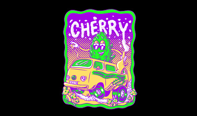 Koko - Cherry Streetwear animation art artwork cherry comic comic strip design draw drawiing drawing graphic design illustration illustrator ink lettering minivan motion graphics screen print smoke vintage