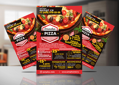 Pizza delivery flyer design graphic design illustration minimal typography vector