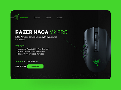 Razor Naga V2 Pro Landing Page UI Animation animation branding case study design graphic design illustration logo typography ux vector