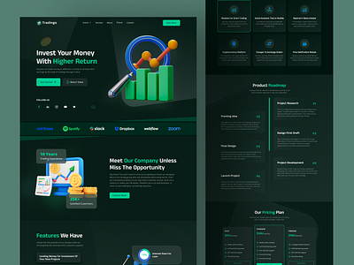 Tradingo Crypto, Forex, Business Website Template app design branding graphic design landing page ui ui design ux web design website website mockup