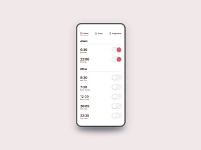 An alarm clock app interface dailyui design mobile ui ui design uiux user interface