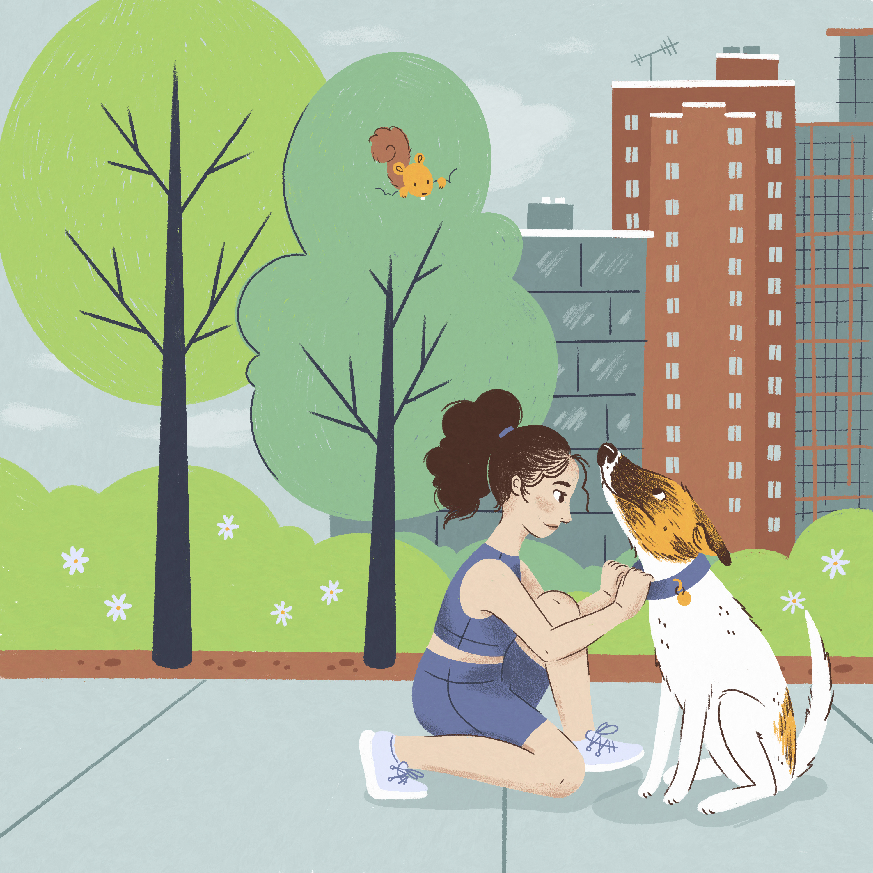 That Darn Squirel adobe fresco dog illustration