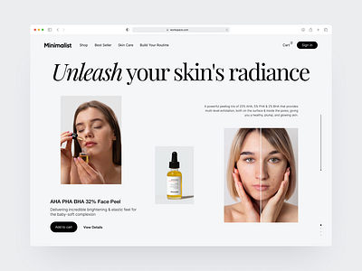 Skin care website - minimalist cosmetics creative design hero homepage minimal section skin skincare typography ui ux web webdesign website white